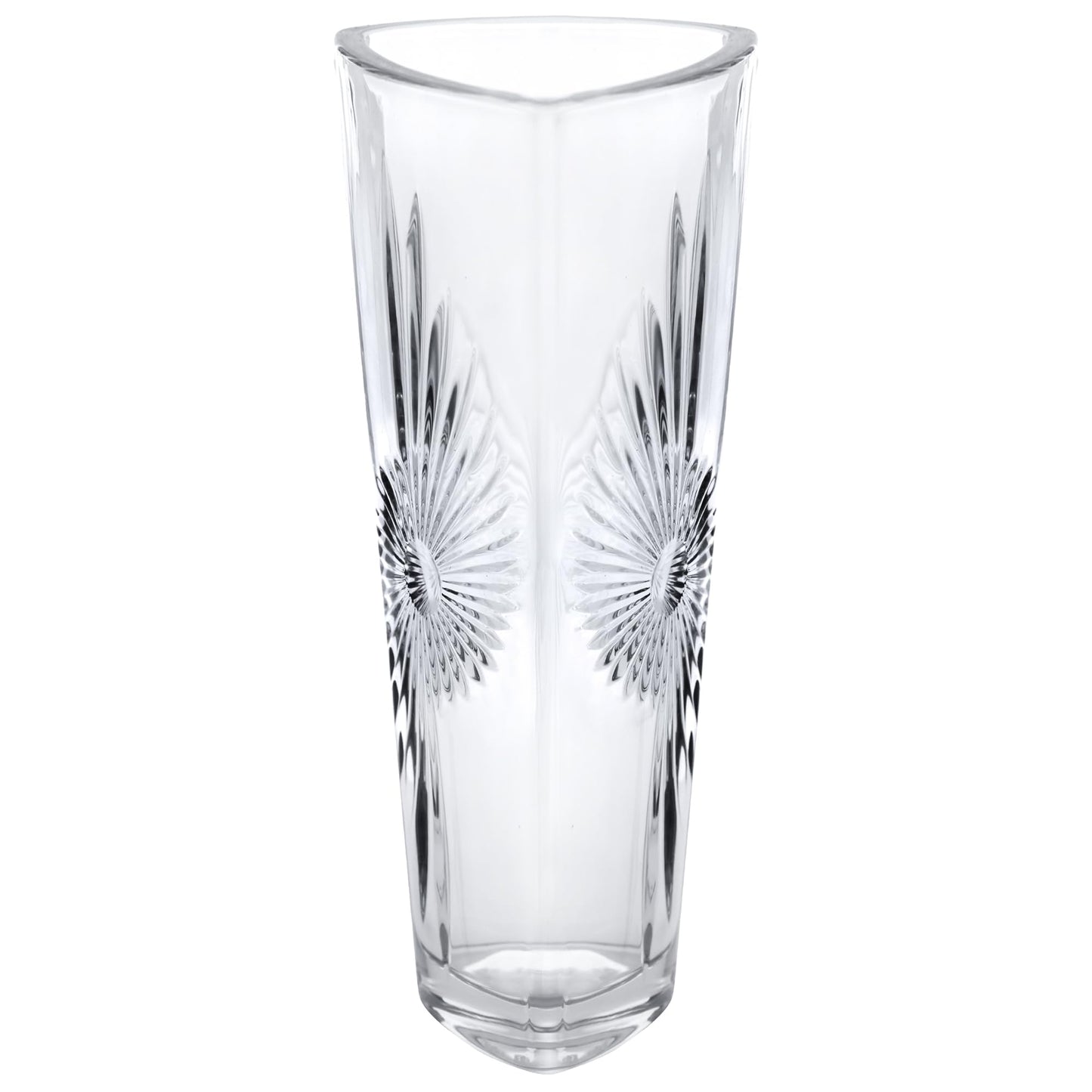 Crystal-Look Glass Flower Vase Centerpieces for Tables 11.5" x 5" Star Design Glass Vase Candle Holders Wedding Decor Vases for Centerpieces, Home & Event Decorations - Royal Imports