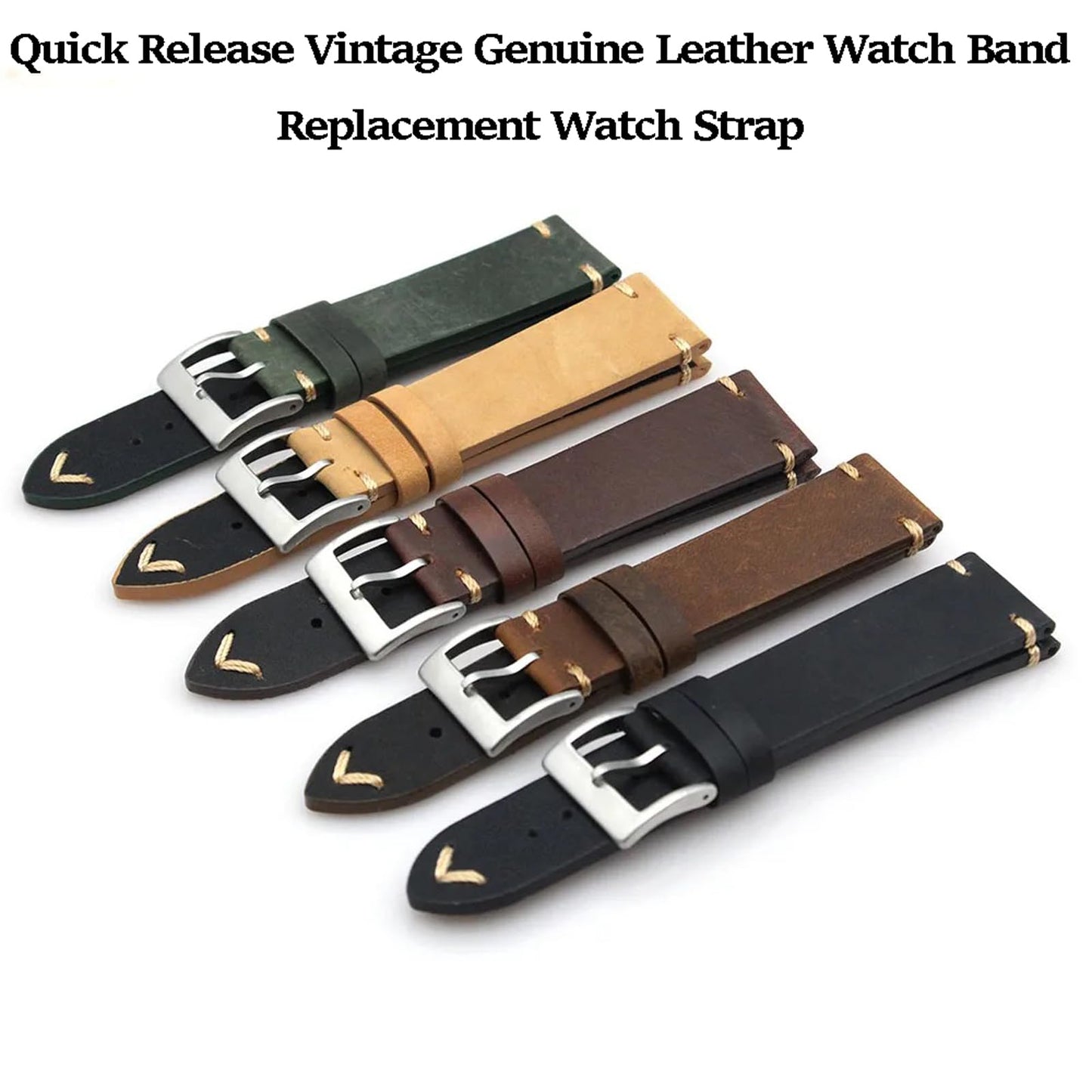 Niziruoup Leather Watch Band Quick Release for Men Women Vintage Crazy Horse Genuine Leather Watch Strap Bracelet Smartwatch Replacement Band 19 mm 20 mm 21 mm 22 mm