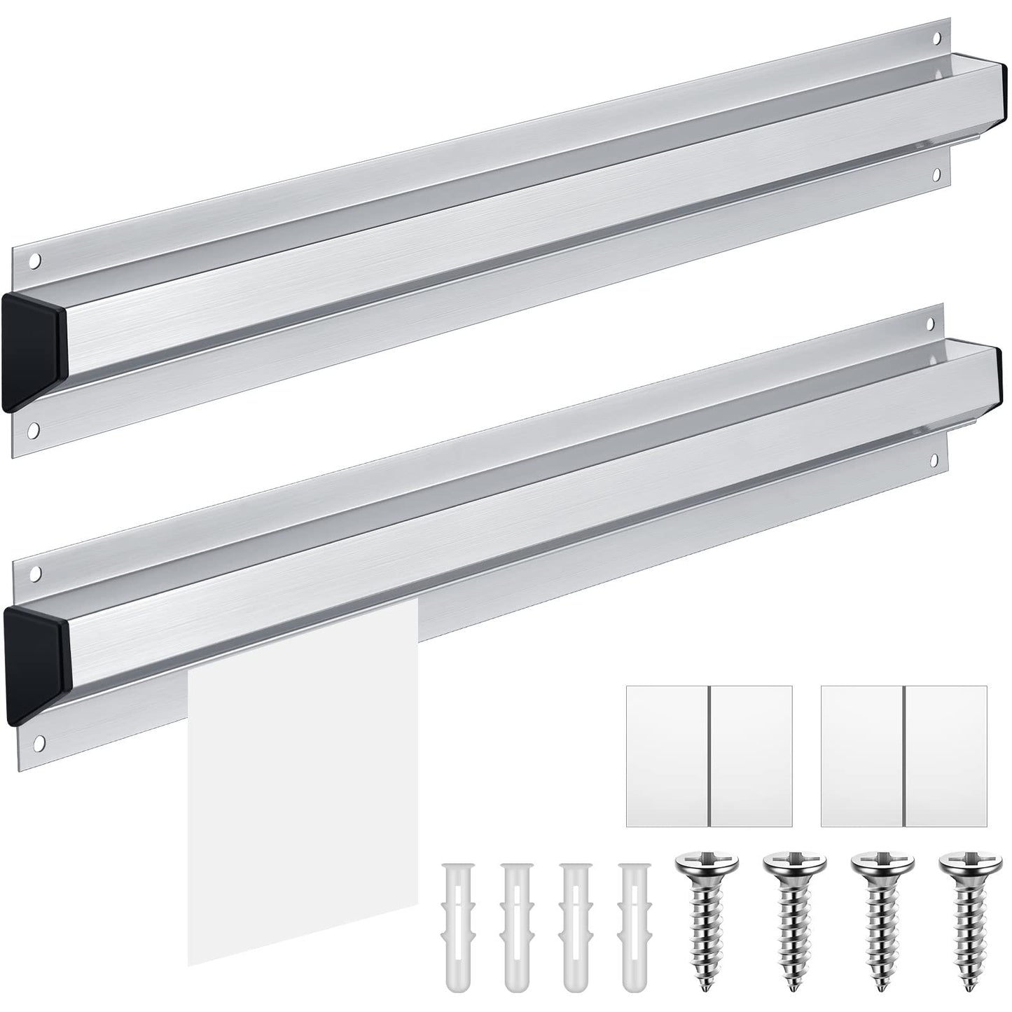 Henoyso 2 Pcs Restaurant Ticket Holder 16/18/24/28/30/32/40/44" Slide Check Rack Receipt Holder Aluminum Silver Order Ticket Rack for Commercial Kitchen Office Cafes Pubs Bar(18 Inch,No Slot)