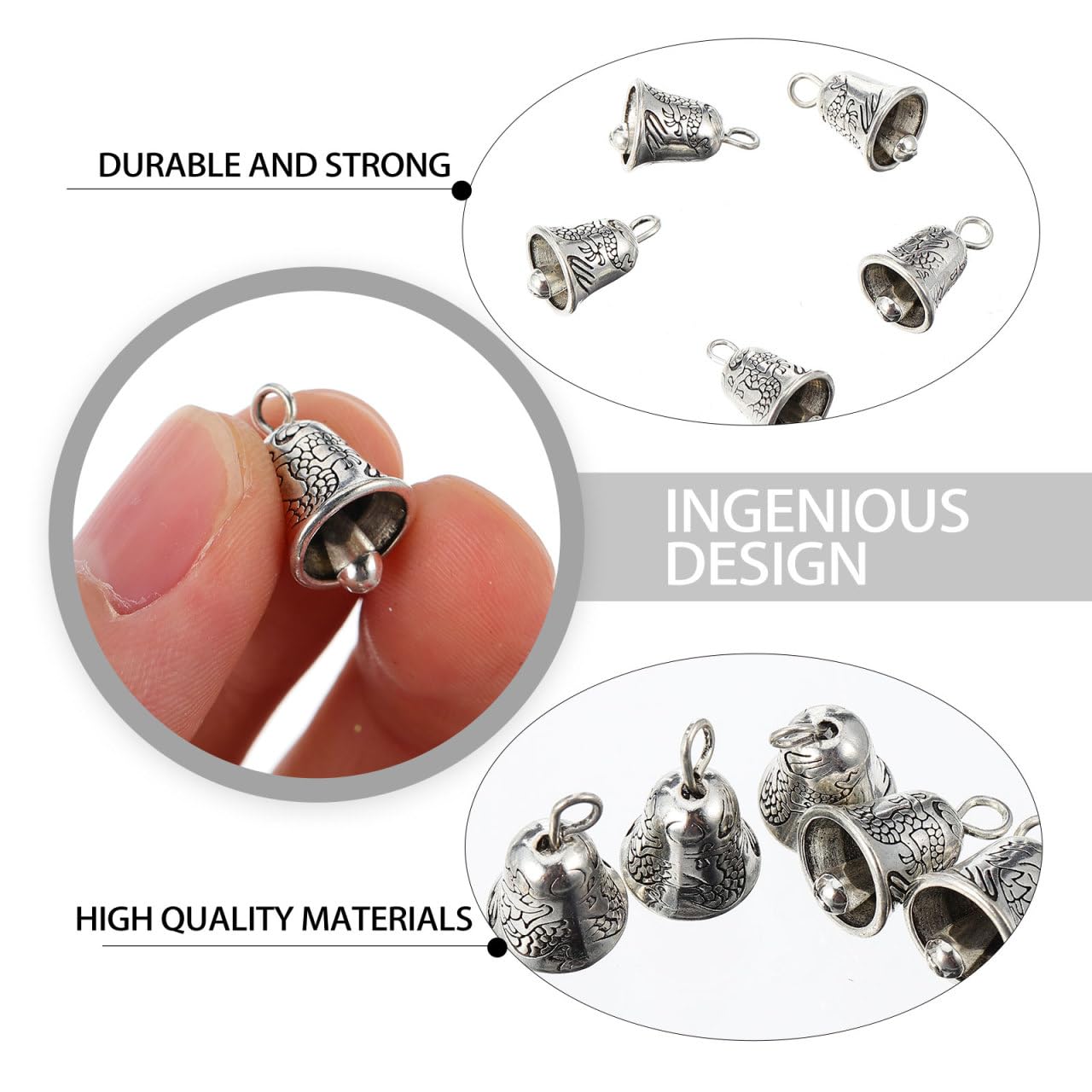 EXCEART 20pcs Tibetan Silver Bell Charms Pendants Antique Christmas Jingle Bells Spacer Beads for Door Hangers Xmas Tree Pendant Wreath Decor Holiday Jewelry Making