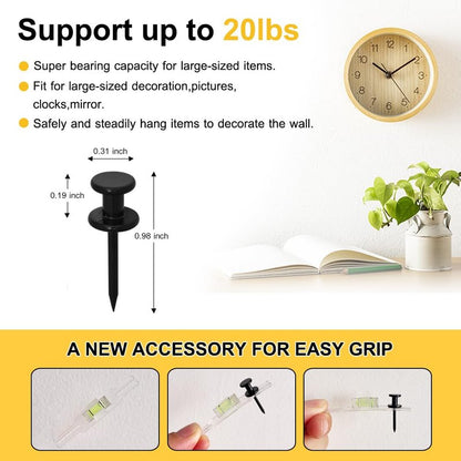 FUZANWJ 50Pcs Double Headed Picture Hanging Nails, Thumb Tacks for Wall Hanging, Picture Hangers, Renter Friendly Decor Picture Hanging Kit for Drywall or Wooden Wall Home Office Photo Decorations