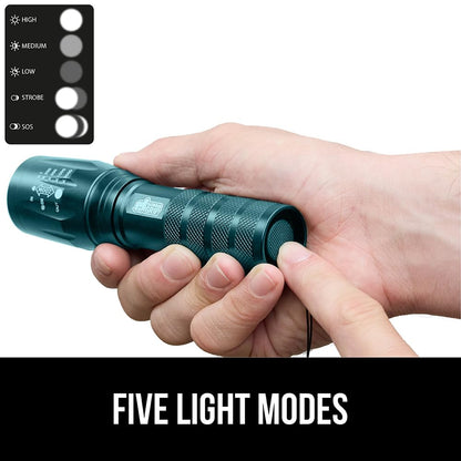 GORILLA GRIP Powerful LED Tactical Flashlight, 750 FT High Lumens 5 Adjustable Modes, Water Resistant, Ultra Bright Zoom Flashlights, Small Mini Flash Light, Camping, Night Dog Walking, 2 Pack Teal