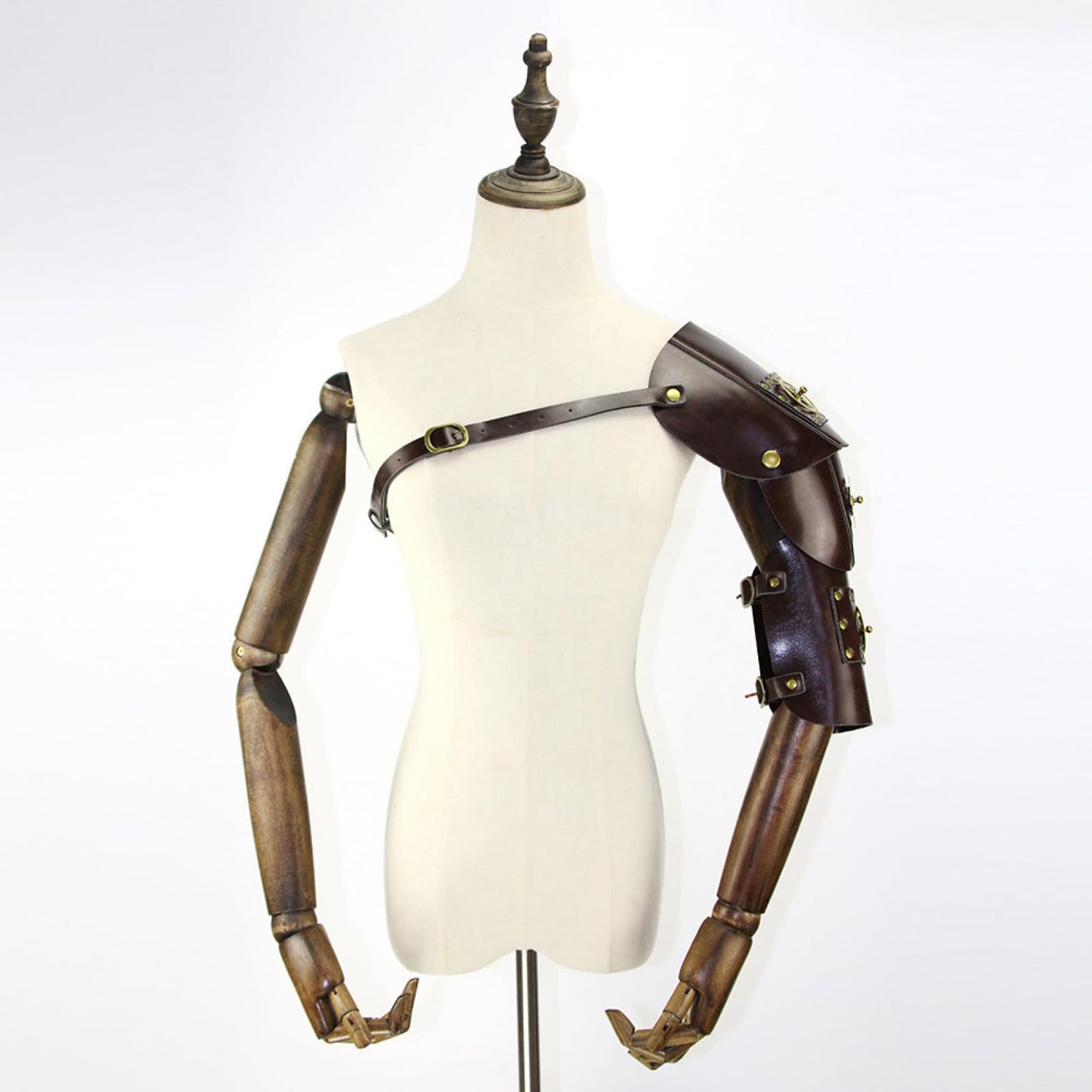Steampunk Armband Leather Armor Shoulder Bracer Adjustable Medieval Knight Renaissance Cosplay Accessory Brown