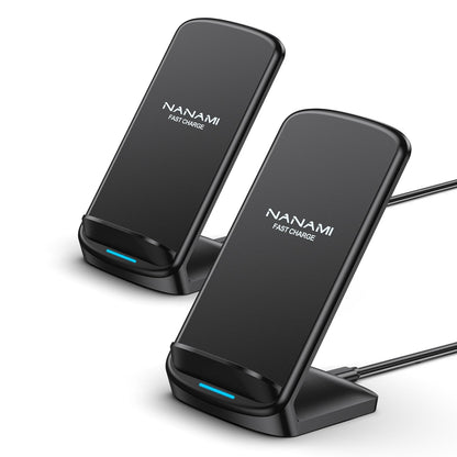 NANAMI Upgraded Fast Wireless Charger, Qi-Certified Wireless Charging Stand Compatible with Samsung Galaxy S25/S24/S23/S22/S21/S20 & Qi Phone Charger for iPhone 17/17 Air/16/16 Plus/16 Pro/15/14/13