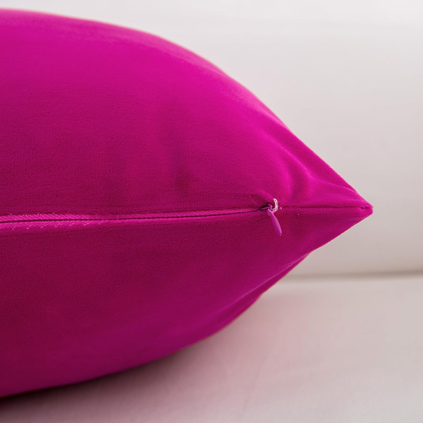 HERAYLI Velvet Decorative Throw Pillow Covers, Soft Square Cushion Case Home Decor for Living Room Couch Bed Sofa, Set of 2 Pack, Hot Pink, 20x20 Inch