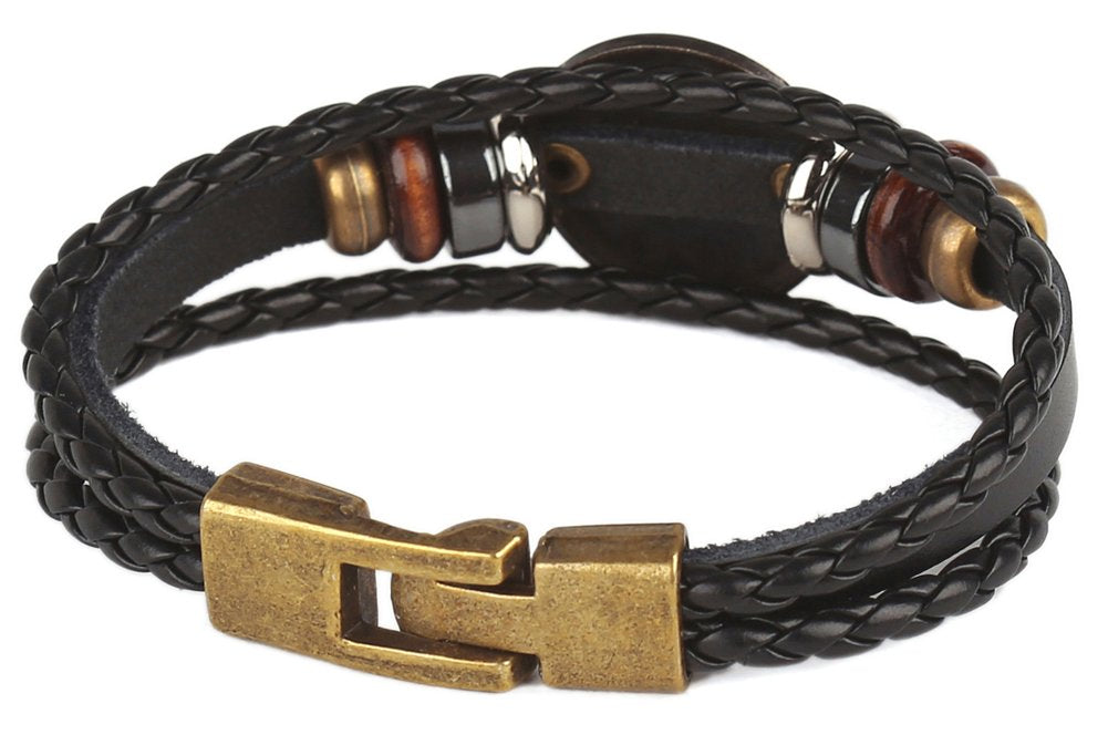 Hamoery Punk Alloy Leather Bracelet For Women Constellation Braided Rope Bracelet Bangle Wristband(Gemini)