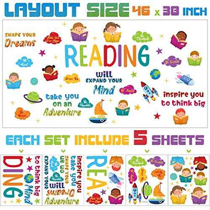 Leinuosen Kids Wall Decals Classroom Colorful Inspirational Decals Daycare Playroom Wall Decor Motivational Positive Saying Sticker(Reading)