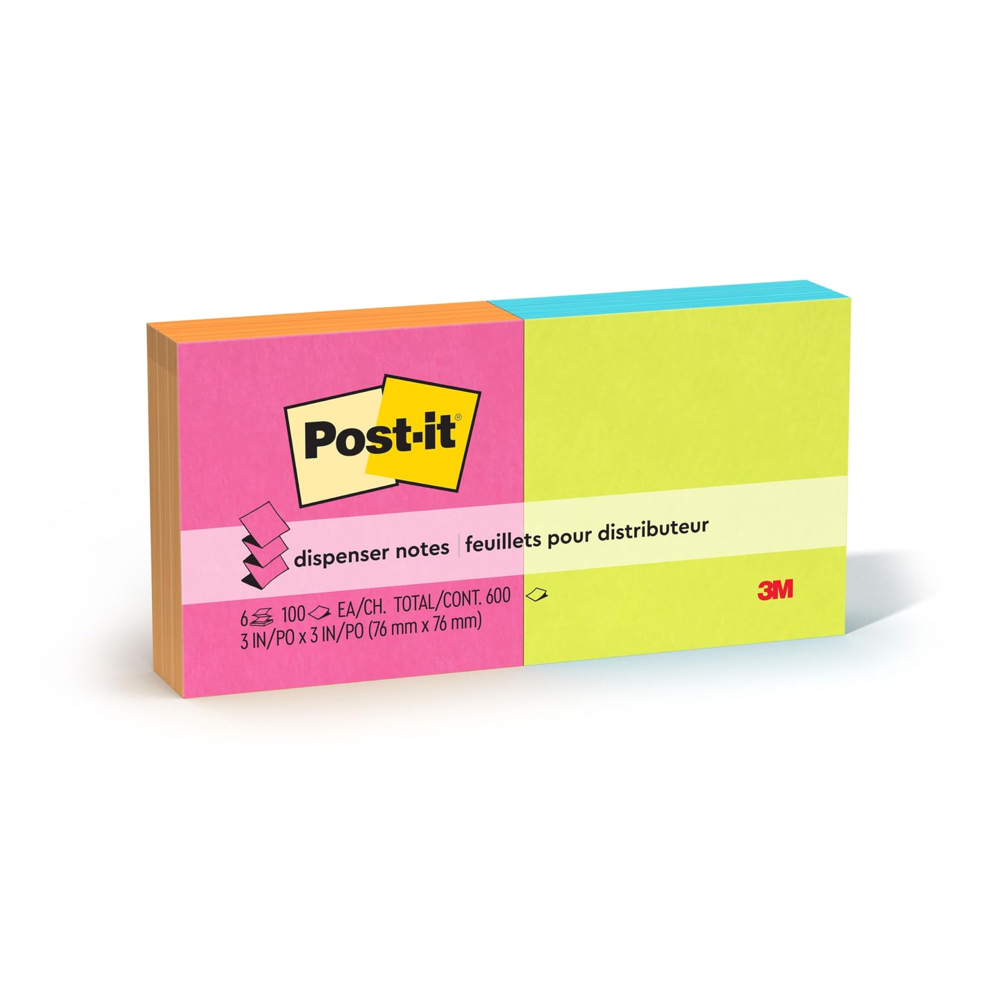 Post-it Pop-up Notes, 3 in x 3 in (76 mm x 76 mm), Poptimistic Collection, 6 Pads with 100 Sheets/Pad (600 Sheets Total), Accordion Sticky Notes for Dispensers, Planners, Desks at Home, School, Office