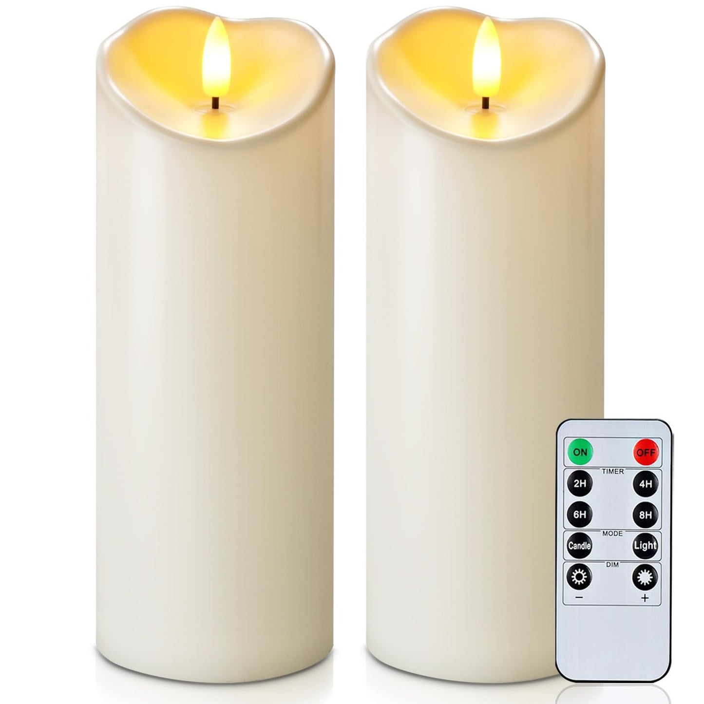 Homemory Flameless Candles with Remote, Battery Operated Real Wax LED Pillar Candles, Timer & Dimmer, Ivory 3" x 6" Decorative Candles for Mantel, Lanterns, Wedding, Christmas Decor, Set of 2