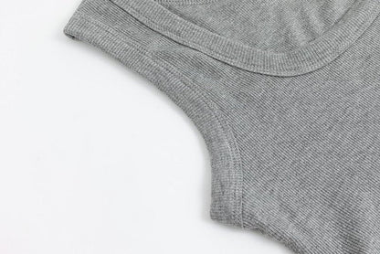 SVALIY Summer Womens Tank Tops 2025 Square Neck Fitted Sleeveless Shirts for Women Ribbed Basic Top Grey
