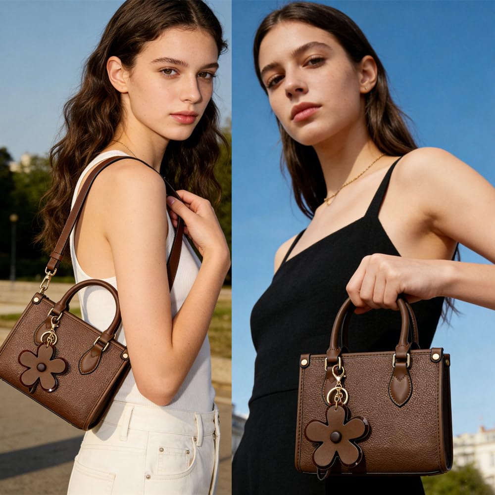 Small Crossbody Bags for Women Mini Leather Shoulder Satchel Purses Top Handle Tote Handbags with Adjustable Strap for ladies