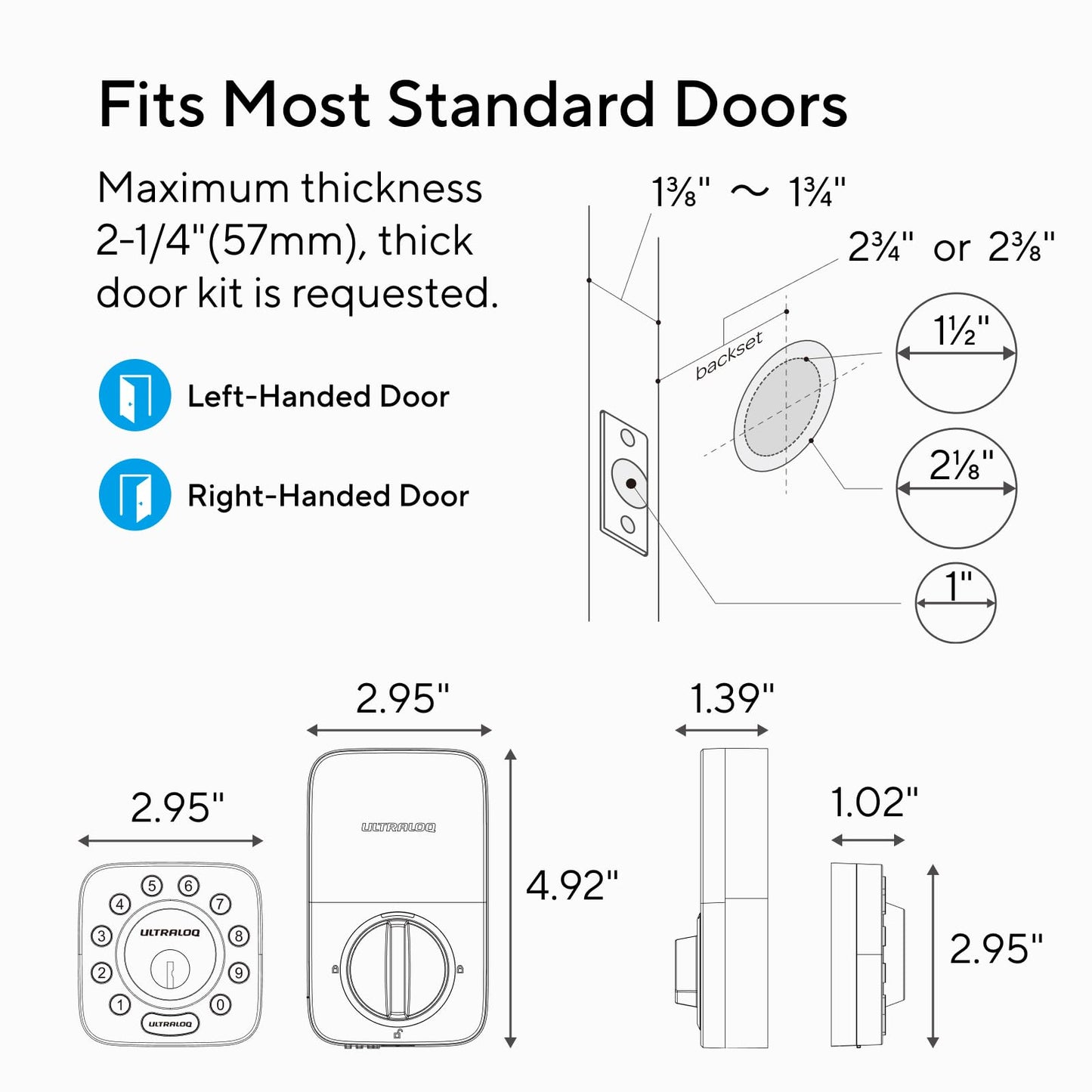 ULTRALOQ U-Bolt WiFi Smart Lock with Door Sensor, 7-in-1 Keyless Entry Door Lock, Built-in WiFi Deadbolt Front Door, App Remote Control No Hub, Auto Unlock, Easy Installation, IP65 Waterproof, Black