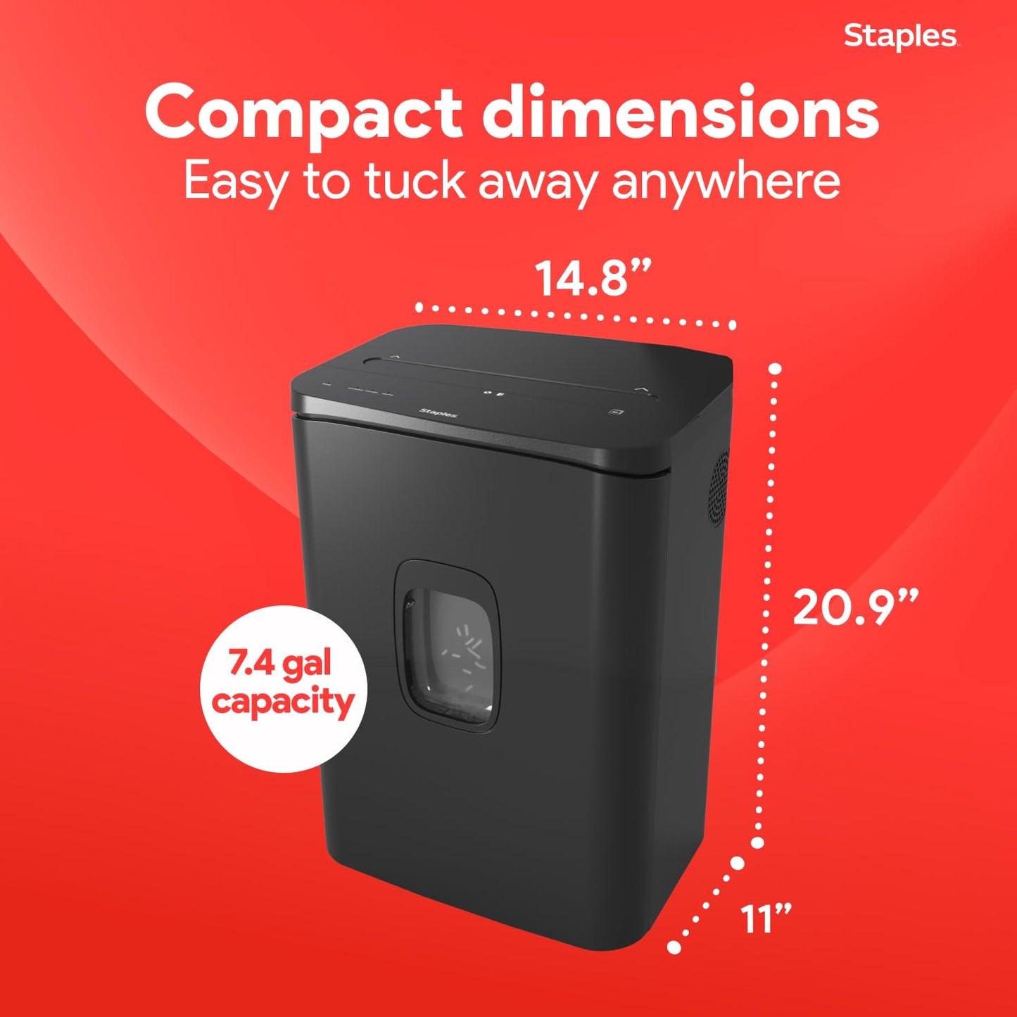 Staples 24-Sheet Cross-Cut Paper Shredder, High-Capacity Office Shredder, Shreds Paper/Credit Cards/CDs, 7.4 Gallon, Black