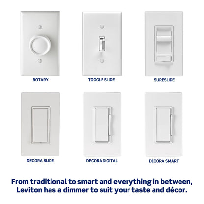 Leviton SureSlide LED Advanced Dimmer Switch for 150W Dimmable LED, Halogen and Incandescent Bulbs and Fixtures, 66741-W, White
