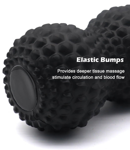KITWILD Peanut Massage Ball, Double Lacrosse Massage Roller Ball for Deep Tissue Muscle Massage, Physical Therapy, Myofascial Release, Muscle Knots, and Yoga Therapy (Black)