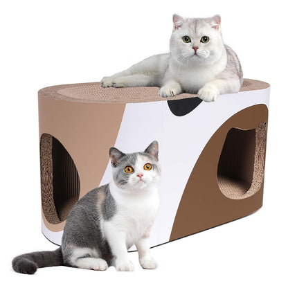 MSBC Big Cat Scratcher Lounge, Corrugated Cardboard Cat Scratcher House with Hole, Large Scratching Lounger Bed, Cat Scratching Pad for Indoor Cats as Furniture Protector, Rabbit Cardboard House