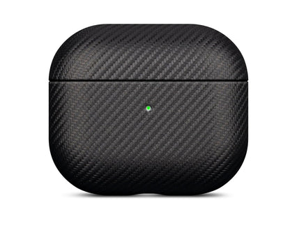 LOPIE Handmade Case for AirPods 3 (Released in 2021), Built-in Magnets for MagSafe Charging, Carbon Fiber Style Vegan Leather Case Cover for Gen 3 AirPods (Not for AirPod Pro 3rd Generation) - Black
