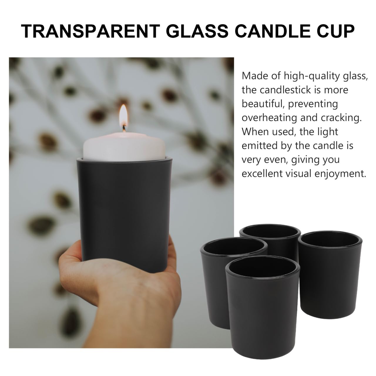 BESTOYARD 12Pcs Frosted Black Glass Votive Candle Holders, Modern Tea Light Holders for Table Centerpieces, Home Decor, Wedding & Party - Christmas Decorative Set