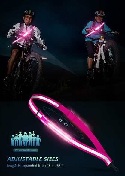Ylzzrs LED Reflective Belt Sash Walking Gear,Safety Lights for Walkers at Night,High Visibility Safety Rechargeable Reflective Running Gear for Men Women Kids Night Dog Walking Gear