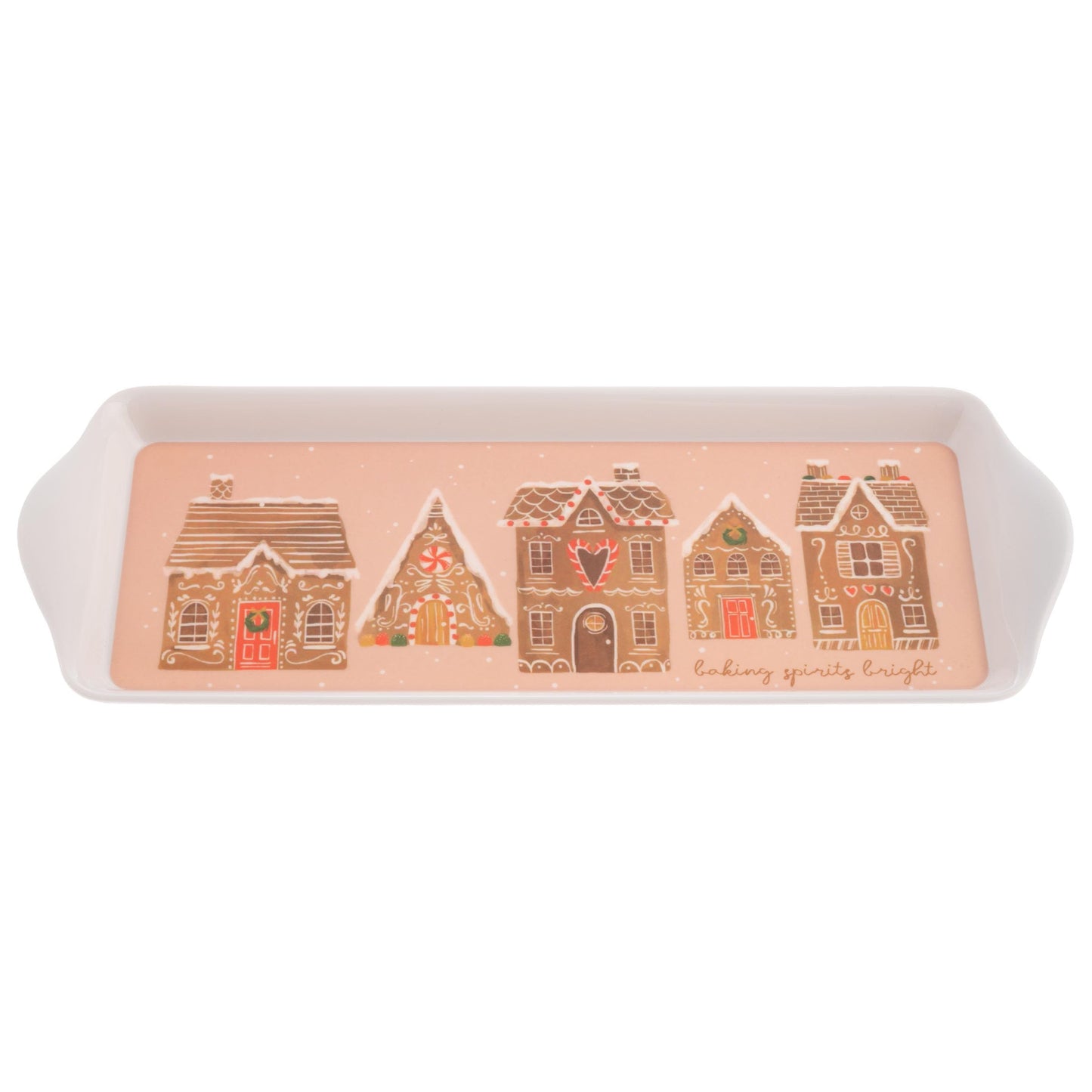 Karma, Melamine Holiday Trinket Tray, Narrow Christmas Jewelry Dish Tray for Rings Bracelets Necklace, Gingerbread