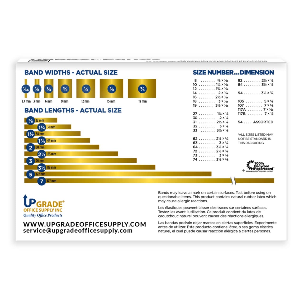 Upgrade Office Supply UPG2264PK3 Rubber Bands, Size #64 (3-1/2 in x 1/4 in), 320 Bands, 1 lb Box, 3 Pack, USA