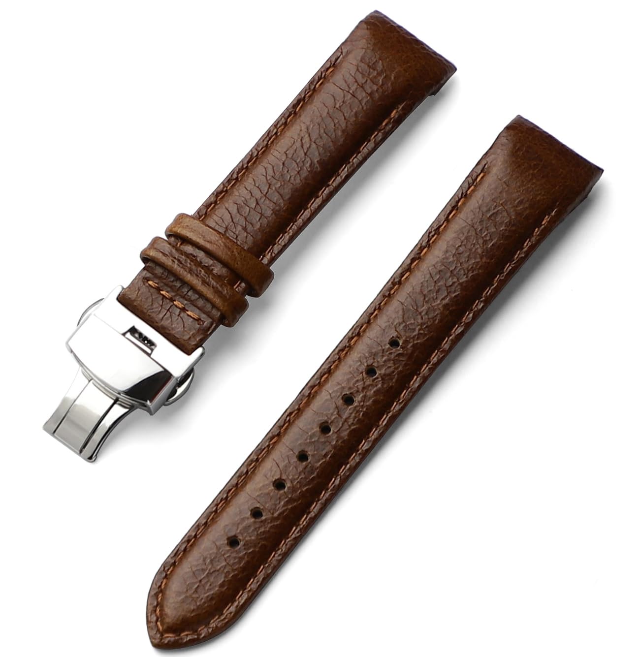 Sight Focus 20mm Curved End Retro Leather Watch Band for Rolex Submariner 40mm,Daytona 40m,GMT-Master 40mm,Yacht-Master 40mm,Explorer I Vegetable Watch Strap Replacement (Style 2 Brown, 20mm)