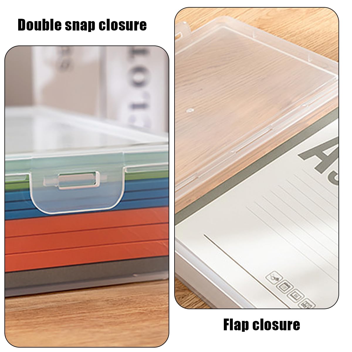 Odowalker 6 Pcs Clear Plastic Storage Box with Flap Lid, 9 x 6.7 x 2 Inch Art Supply Rectangular Containers Case, Multipurpose Craft Organizers for Notebooks, Beads, Pencils, Ornaments Accessories