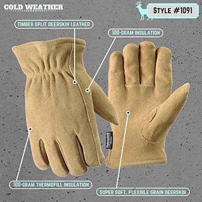 Wells Lamont Men's Thinsulate Deerskin Winter Gloves, Medium (1091)