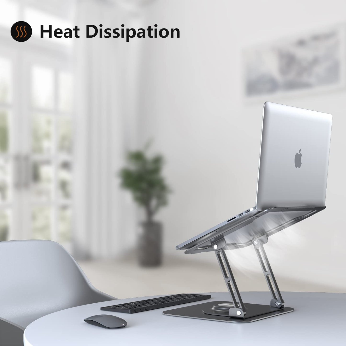 JOYEKY Laptop Stand for Desk, Adjustable Computer Stand with 360° Rotating Base, Ergonomic Laptop Riser for Collaborative Work, Foldable & Portable Laptop Stand, fits for All 10-16" Laptops