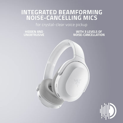 Razer Barracuda Wireless Gaming & Mobile Headset (PC, PlayStation, Switch 2, Android, iOS): 2.4GHz Wireless + Bluetooth - Integrated Noise-Cancelling Mic - 50mm Drivers - 40 Hr Battery - Mercury White