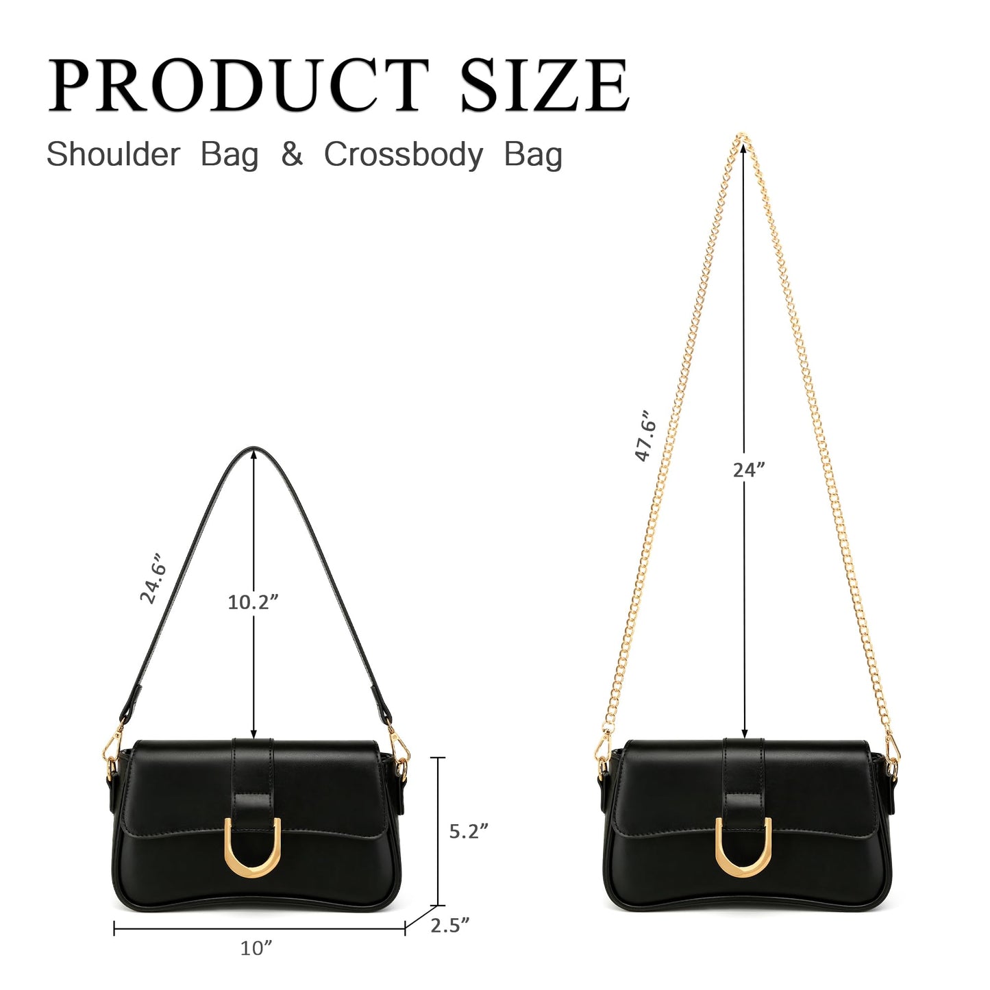 KKXIU Shoulder Bag for Women, Small Handbag Cute Purse Retro Clutch Underarm Hobo Bag, Black