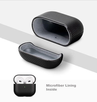 LOPIE Handmade Case for AirPods 3 (Released in 2021), Built-in Magnets for MagSafe Charging, Carbon Fiber Style Vegan Leather Case Cover for Gen 3 AirPods (Not for AirPod Pro 3rd Generation) - Black