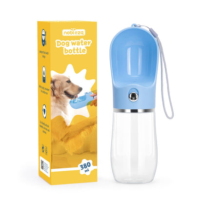 Nobleza Dog Water Bottle, Leak Proof Portable Pet Water Bottle Dispenser BPA-Free Puppy Water Bottle for Outdoor Walking, Hiking, Travel, Food Grade Plastic (12.8oz, Blue)