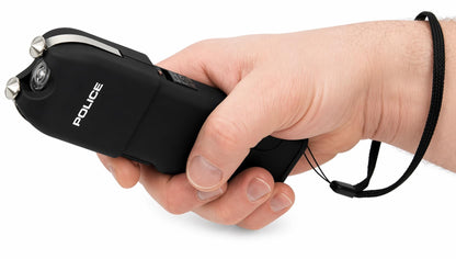 POLICE Stun Gun for Self Defense 928 - High Voltage Rechargeable with LED Flashlight, Compact & Heavy Duty, Personal Security for Women & Men - Black