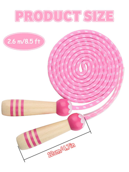 Jump Rope for Kids, Lorvain Adjustable Skipping Rope, Kids Jump Ropes with Wooden Handle for Girls Boys, Weighted Jumping Ropes for Fitness Workout Exercise Outdoor Fun Activity