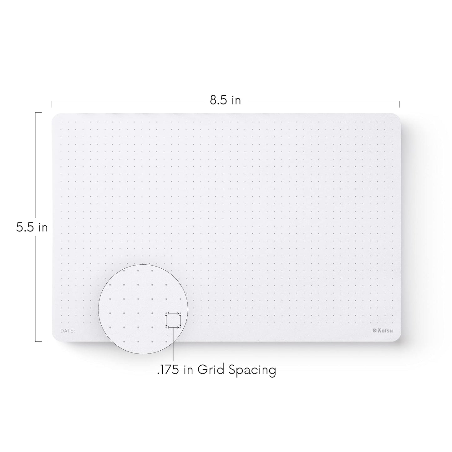 Notsu Dot Grid Desk Notepad 2 Pack | Minimalist Dotted Memo Mouse Pads with Premium Thick Paper, Small 5.5" x 8.5"