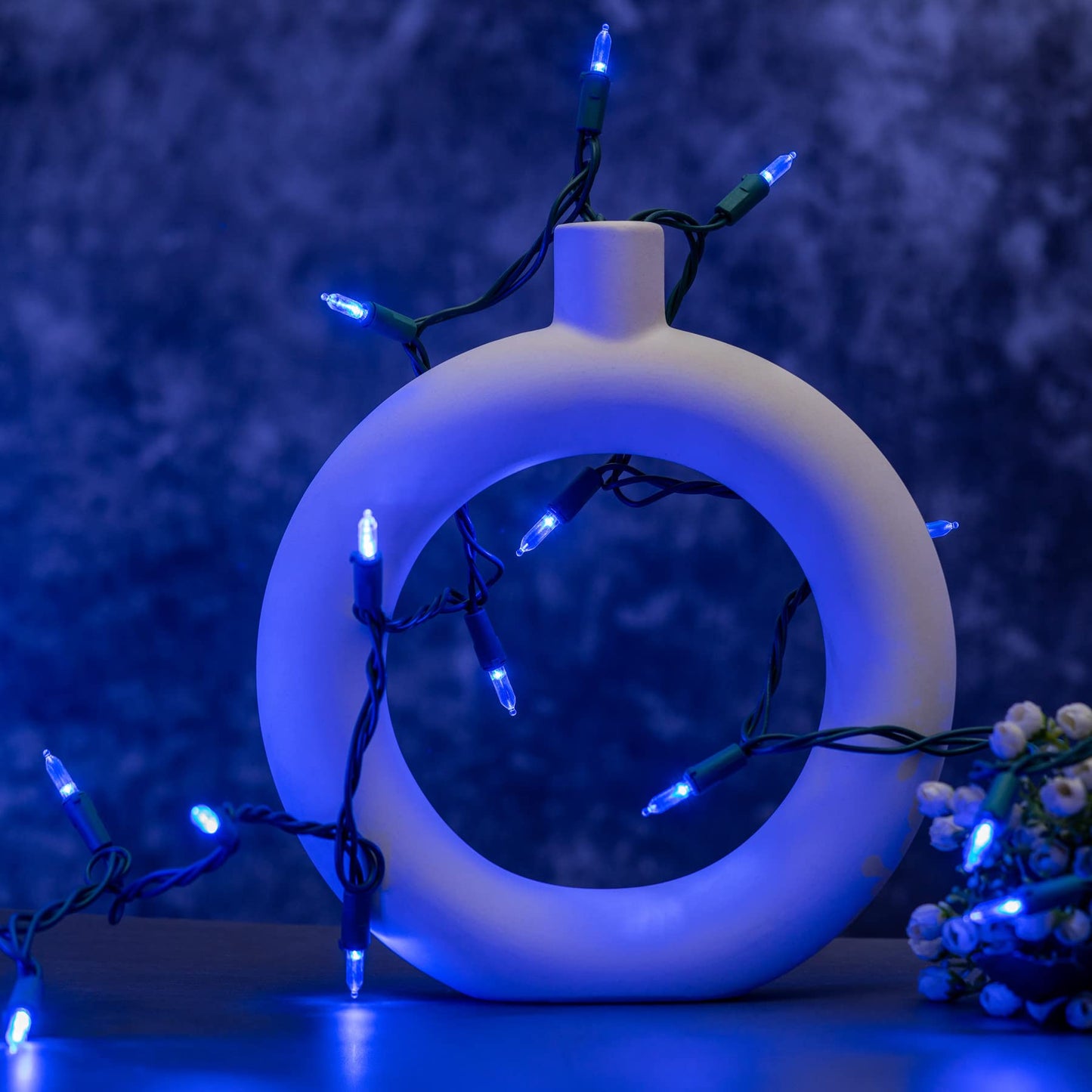 YULETIME 200 Blue LED Christmas Lights, 66 ft Green Wire UL String Light