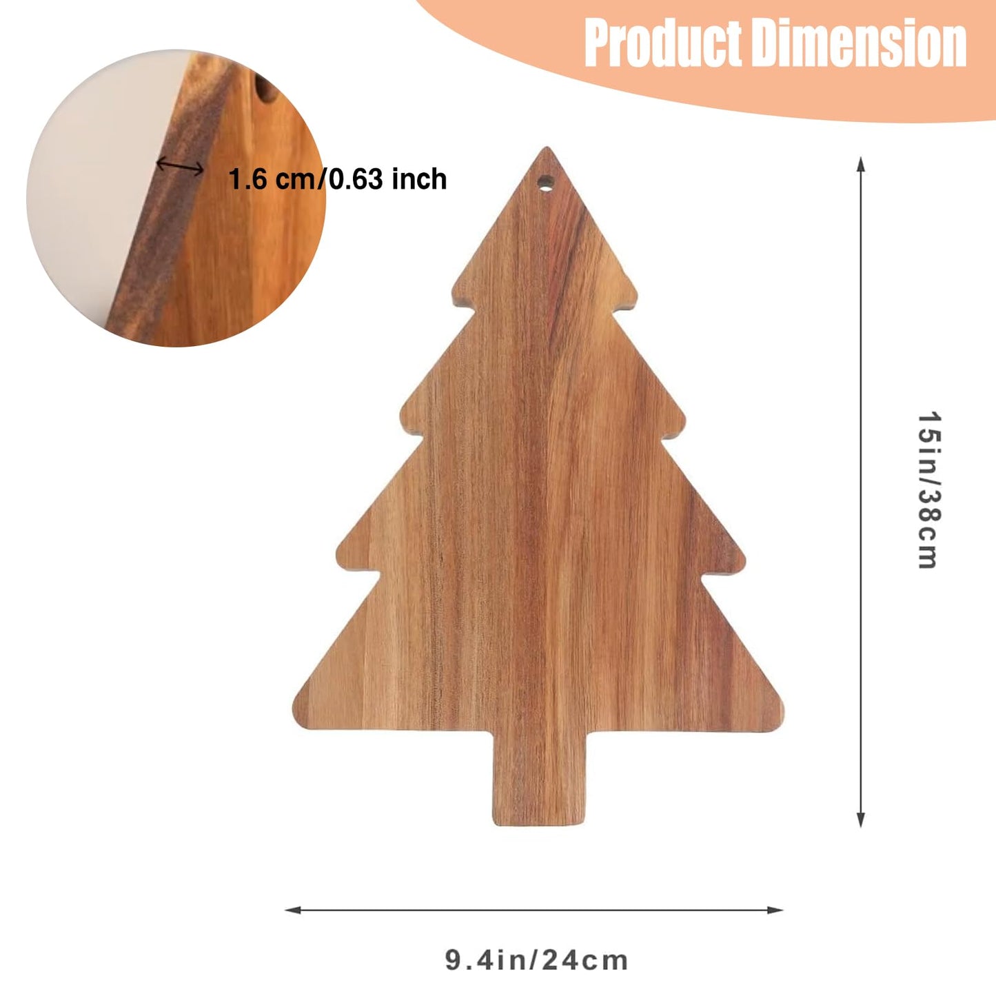 iplusmile 15" Christmas Tree Charcuterie Board, Acacia Wood Cutting Board & Serving Tray Set for Cheese, Meat, Fruit, Holiday Kitchen Decor & Party Appetizer Platter