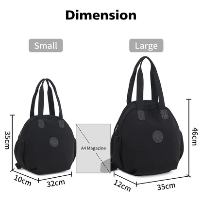 NOTAG Casual Backpack Purse for Women Shoulder Bag Waterproof Nylon Anti-theft Large Purse Shoulder Hobo Bags Travel Work (Black-S)