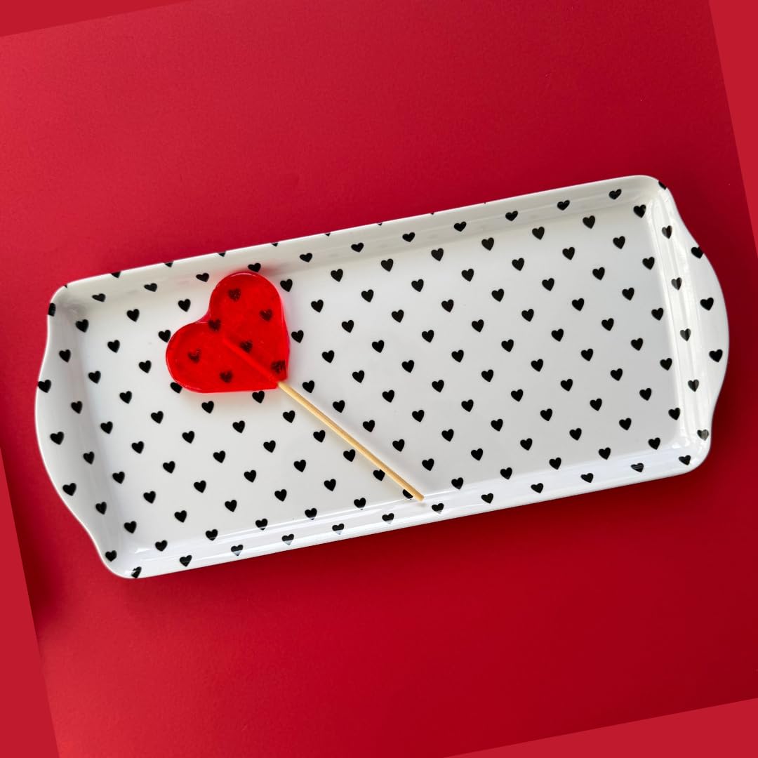 Sprinkles & Confetti Black Heart Melamine Serving Tray with Handles, Lightweight Shatter-Resistant, BPA-Free, Dishwasher Safe - Serving Tray for Charcuterie, Desserts & Parties