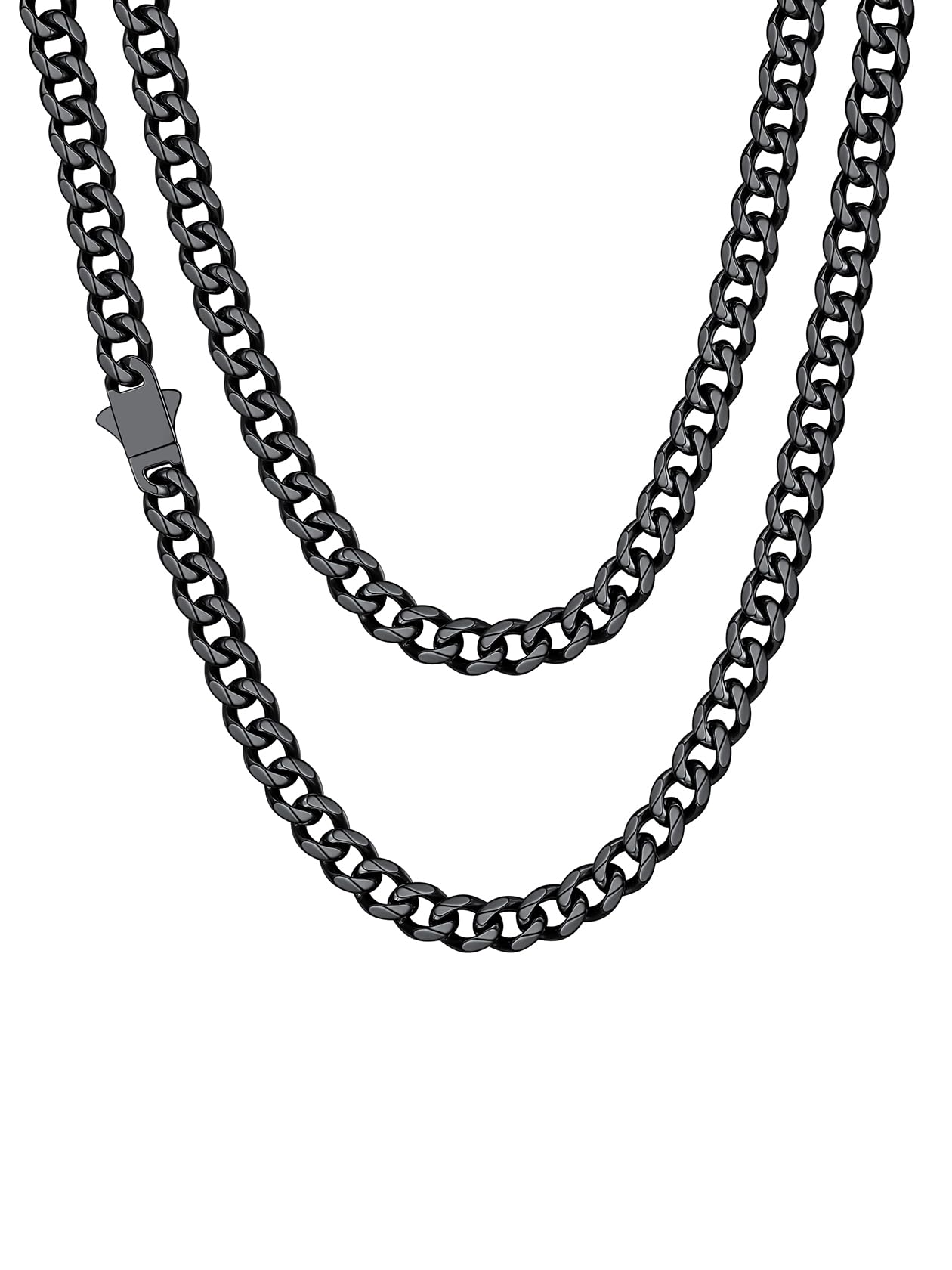 ChainsHouse Black Chain for Men Stainless Steel Cuban Link Chain Miami Necklace Hip Hop Metal Plated Women Jewelry