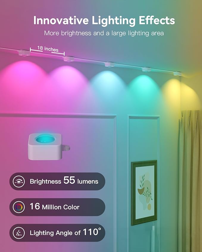 Ollny 50FT 30LED Permanent Outdoor Lights, APP Control RGB Outdoor Lights 100 Scene Modes with Remote, DIY Music Modes Christmas Light for Holiday Xmas Halloween Decorations