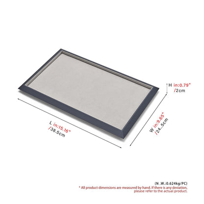 Oirlv Gray Leather Jewelry Display Tray with Microfiber Lining, Premium Square Corner Organizer