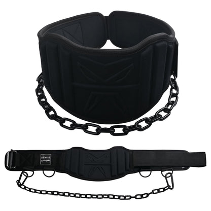 2-in-1 Weightlifting Belt & Dip Belt with 41 IN Steel Chain for Pull Up,Added Weight Training (Black, XL(40"-43"))