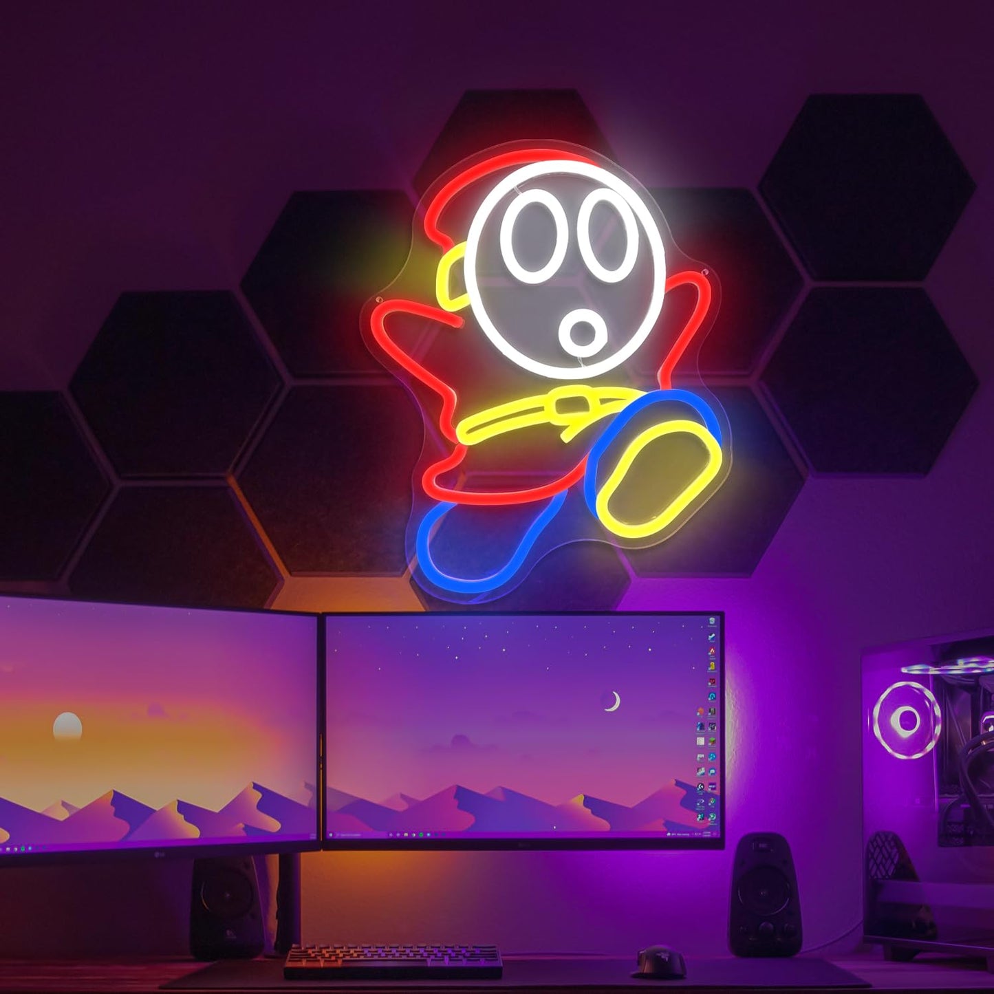 Shy Guy Neon Sign Dimmable Led Neon Sign for Wall Decor Gaming Neon Light Signs Light Up Signs for Bedroom Game Room Man Cave Birthday Christmas Gifts for Gamer