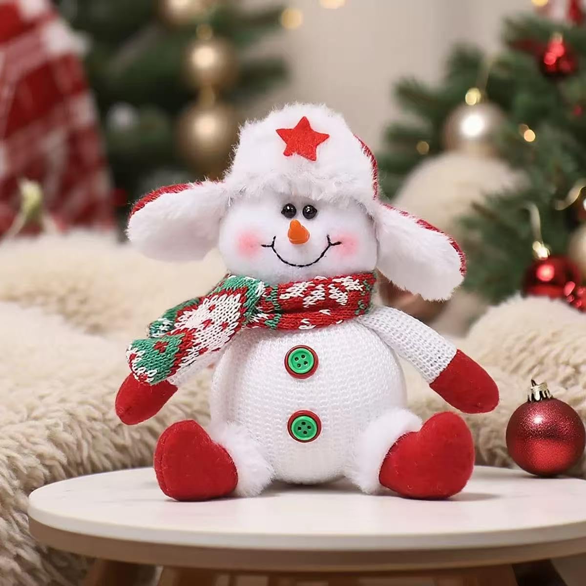 3PCS Christmas Tree Ornaments, Plush Santa Snowman Reindeer Decorations,Hanging Xmas Ornaments Holiday Party Decor