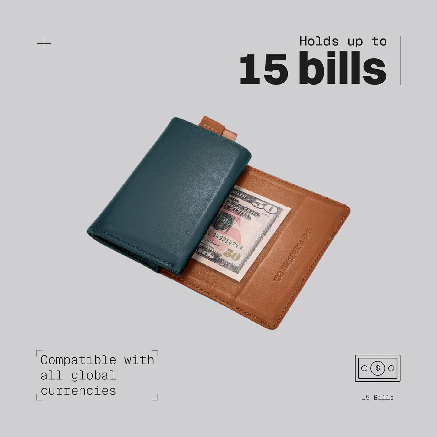 The Frenchie Co. - Speed Wallet - Slim front-pocket wallet with integrated Apple AirTag holder - Quick-access pull tab for fast card ejection - RFID blocking, fits up to 8 cards & folded cash
