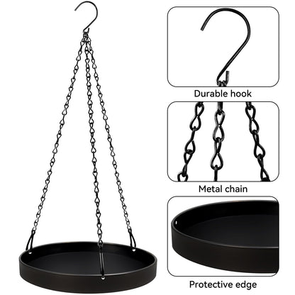 PIKAMAO Plant Hanger Indoor Outdoor, Hanging Planter Baskets for Plants, Metal Window Plant Hanger, Black Hanging Plant Shelf, 2 Pack