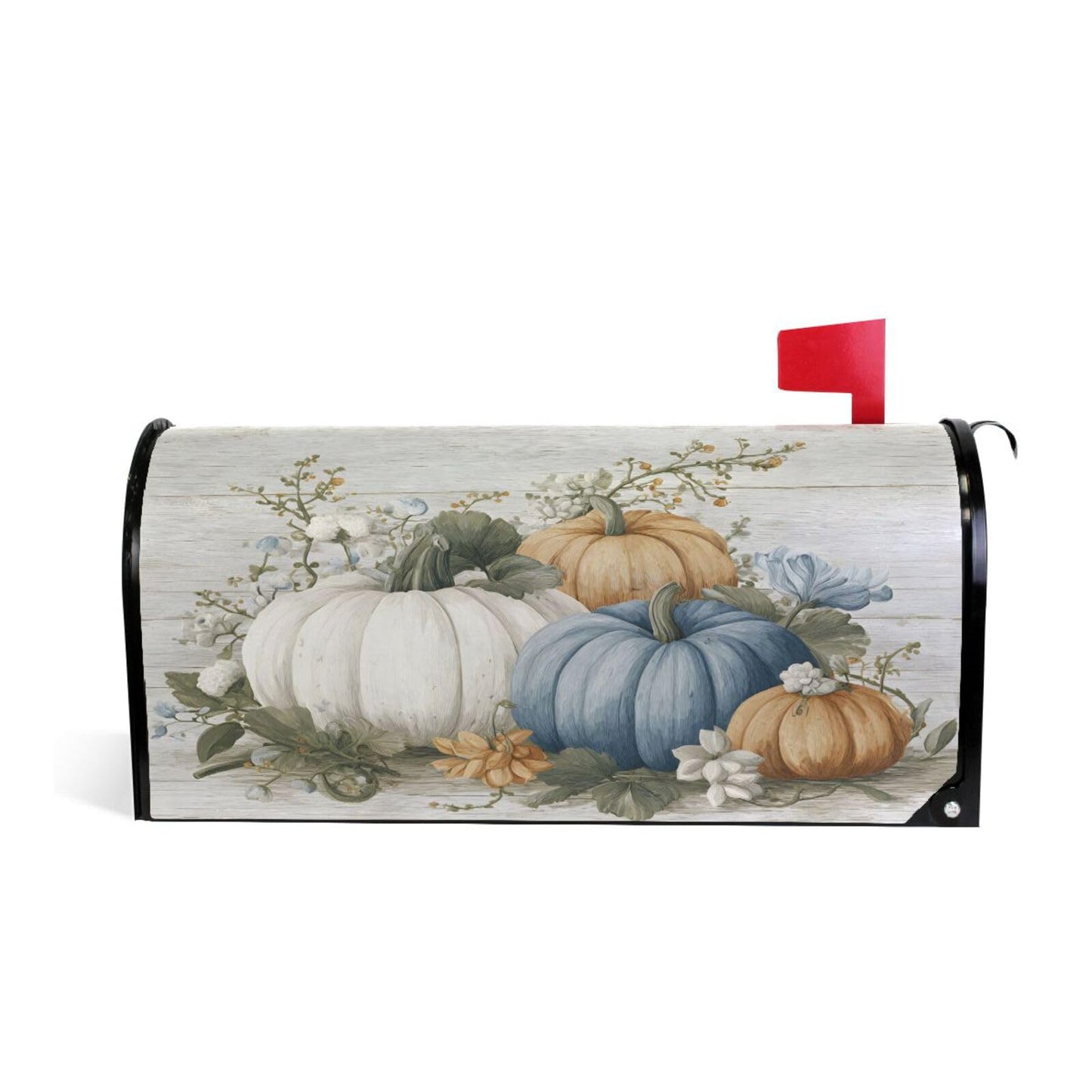 ALAZA Fall Blue Orange Grey Pumpkin2 Magnetic Mailbox Cover MailWraps Garden Yard Home Decor for Outside Standard Size-18"x 20.8"