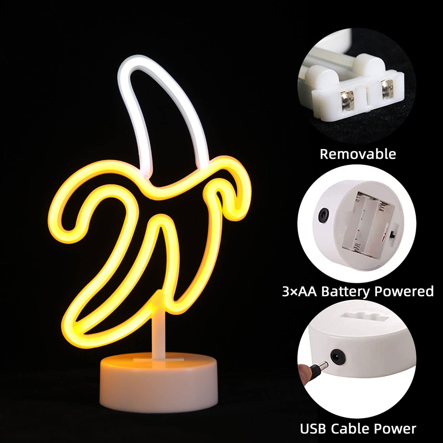 ENUOLI LED Banana Neon Signs Decorative Neon Light USB or Battery Operated for Home Banana Night Light Art Banana Neon Wall Decor Lights for Home Wedding Birthday Party Kids Room Living Room Holiday